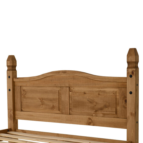 Corona 4FT6 Bed High Foot End - Distressed Waxed Pine